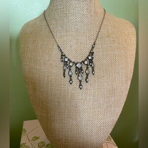 Elegant Ben Amun Art Deco Silver Necklace with Crystal Accents